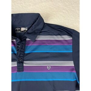 Callaway Opti Dri Golf Polo Shirt Mens XL EG‎ TG Navy Purple Blue Stripe